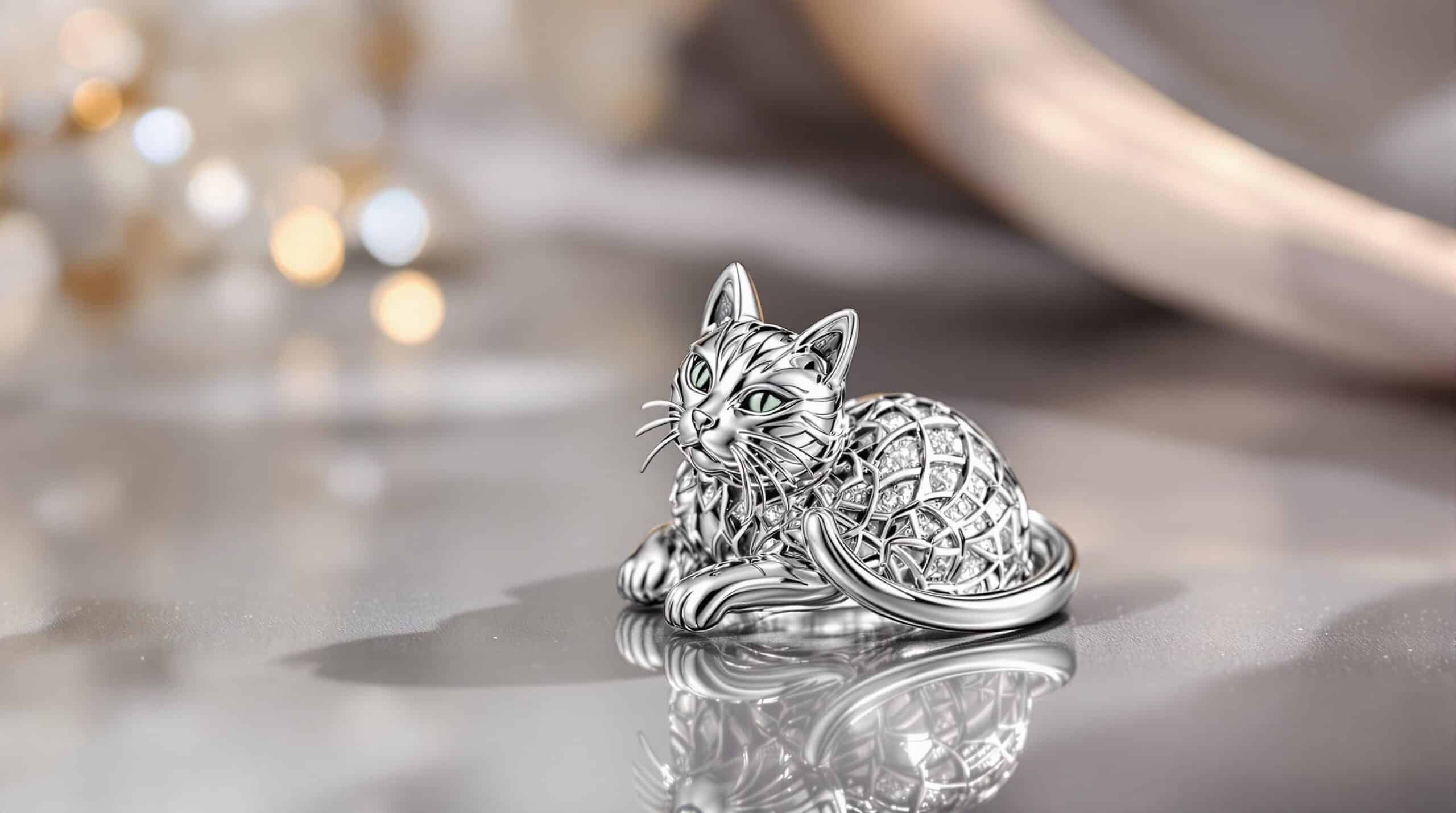 925 sterling silver cat ring