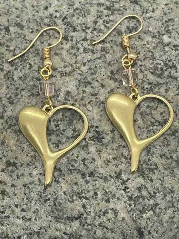 pink crystal heart earrings