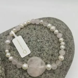rose quartz and freshwater pearl bracelet