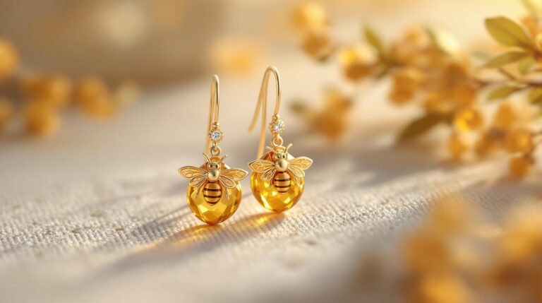 amber honey bee earrings