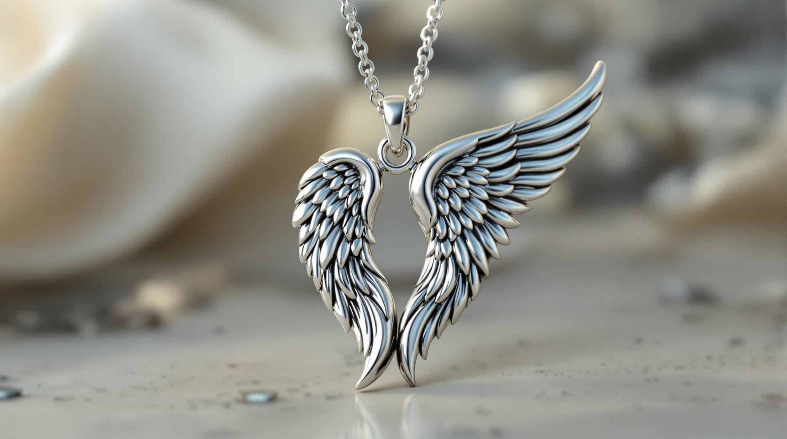 angel wing silver necklace