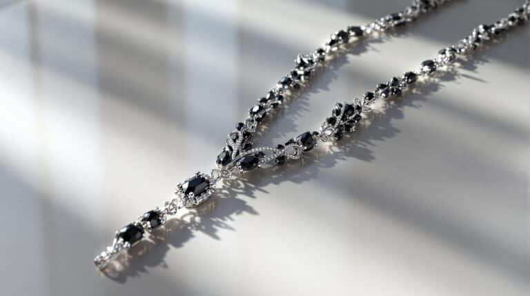 black and silver long necklace