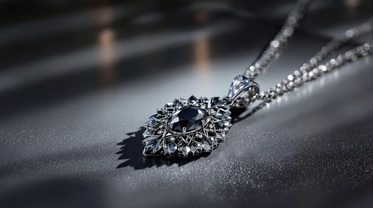 black and silver pendant necklace