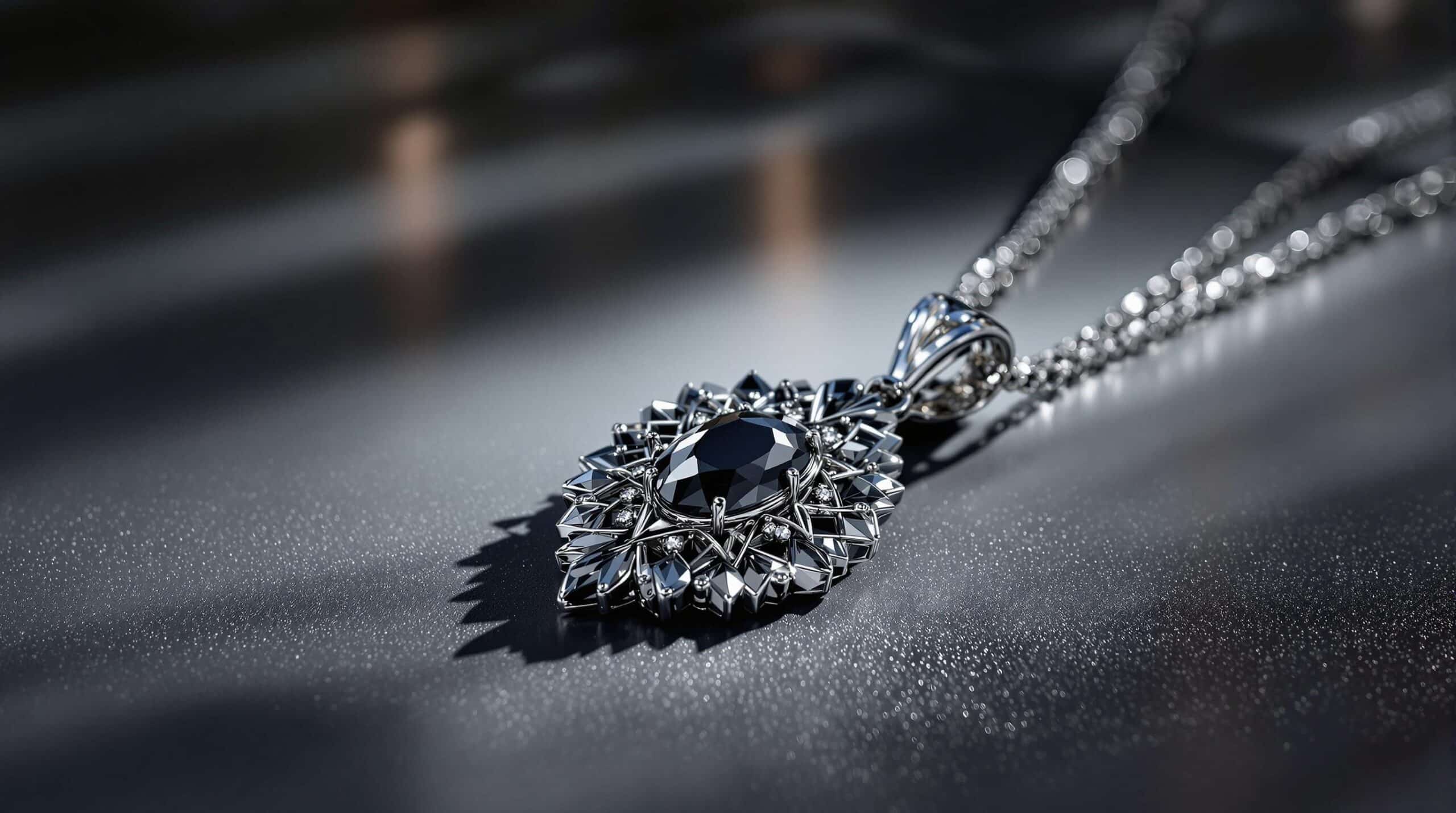 black and silver pendant necklace