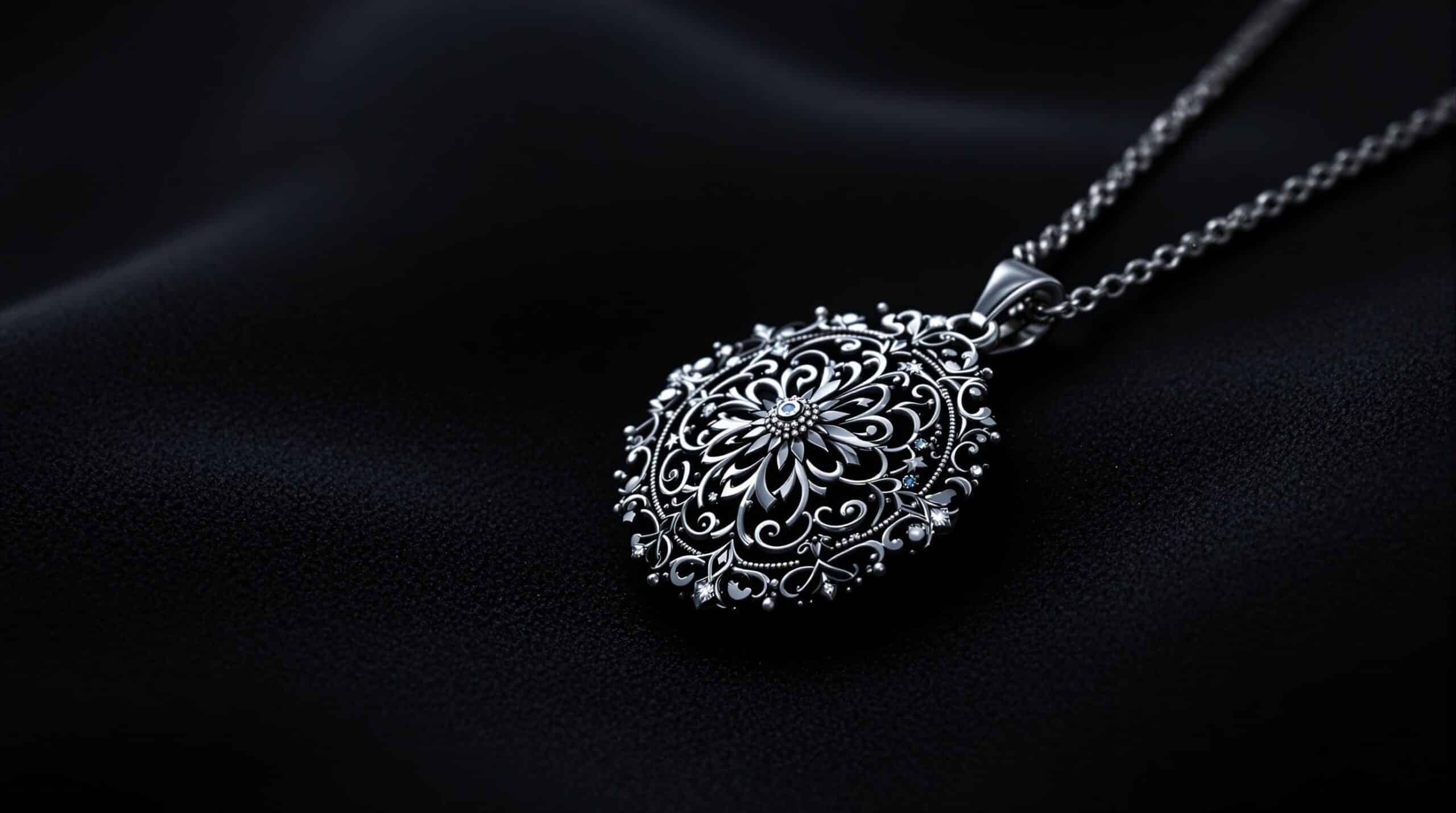 black and silver pendant