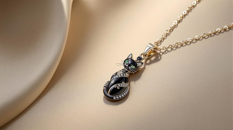 black cat pendant necklace