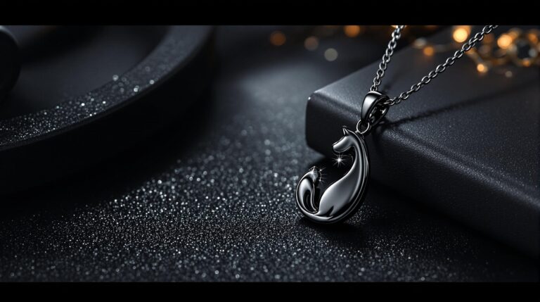black silver pendant necklace