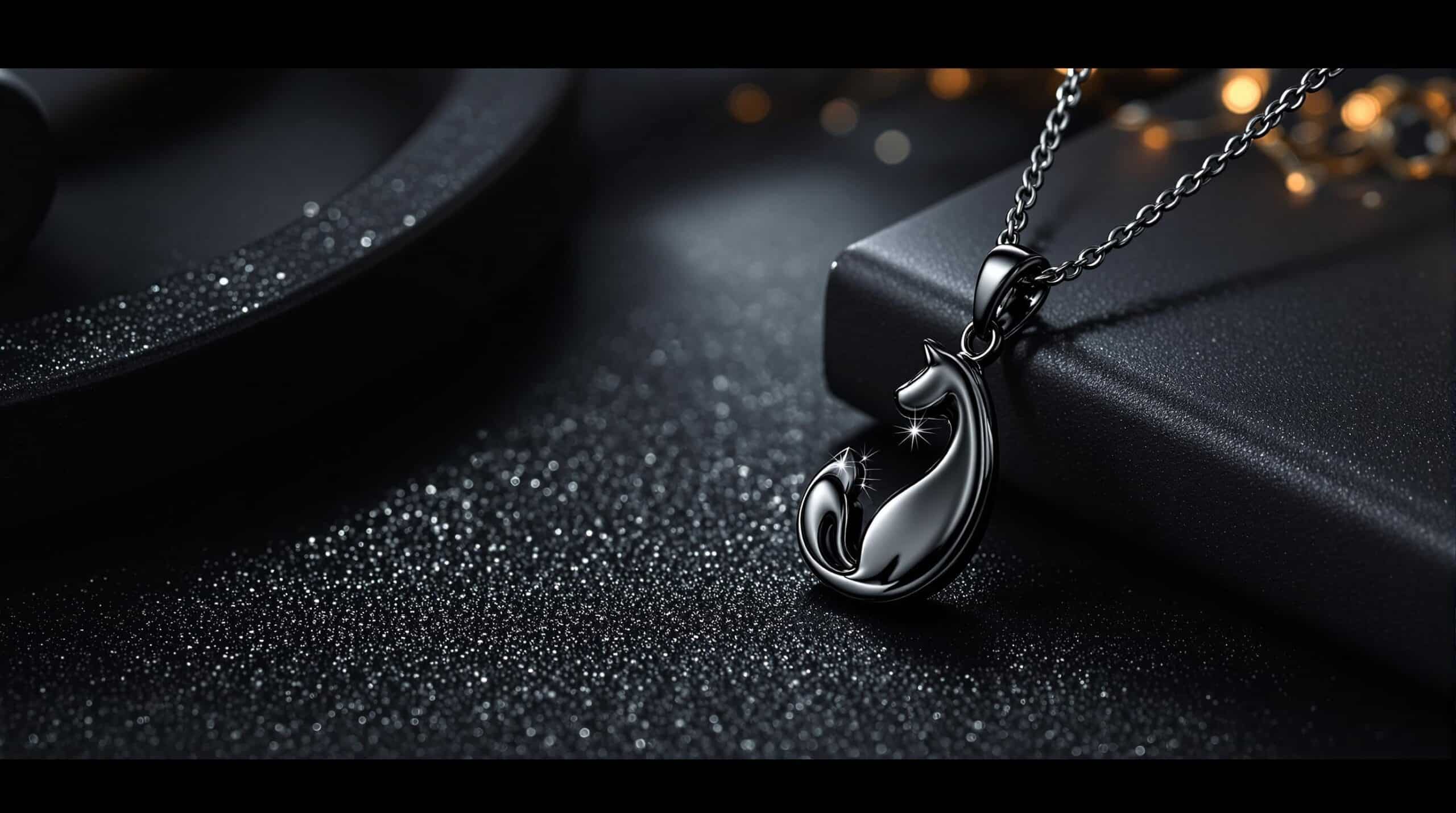 black silver pendant necklace