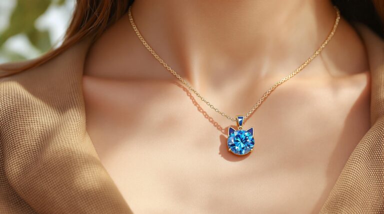 blue cat necklace