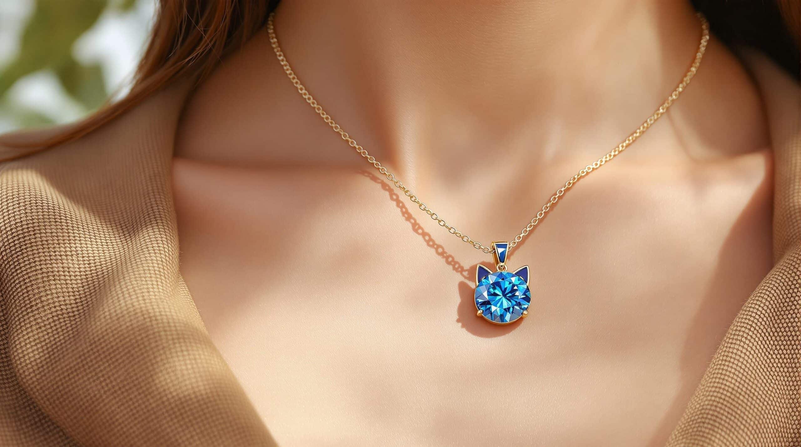 blue cat necklace