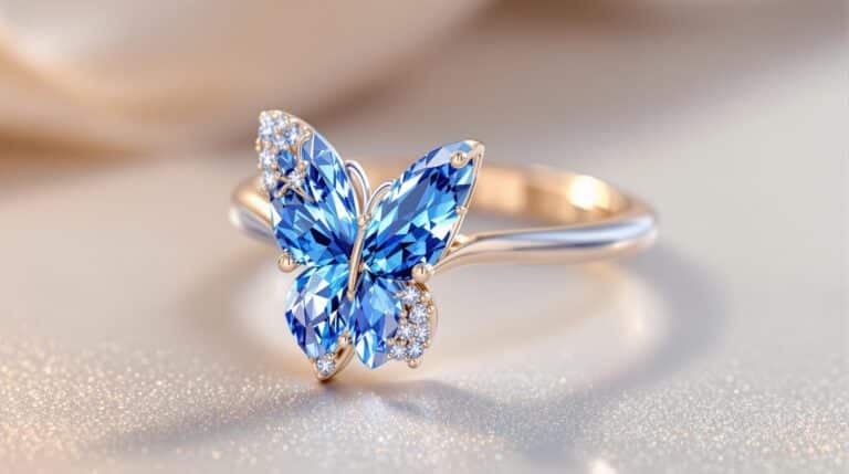 blue sapphire butterfly ring