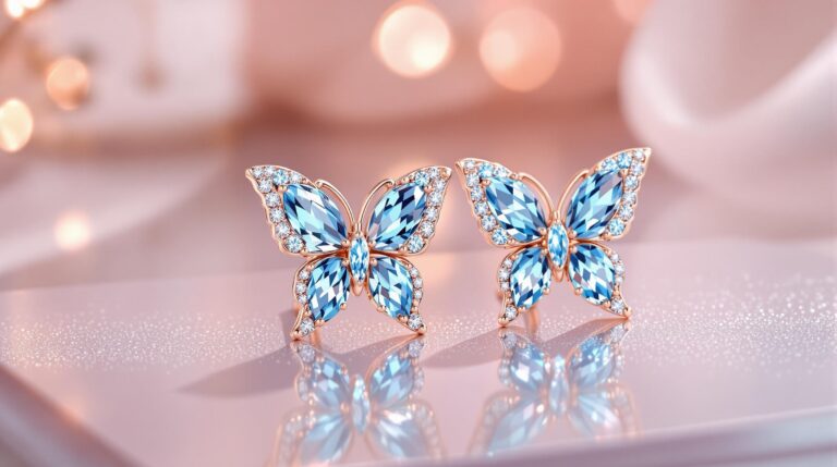 blue topaz butterfly earrings