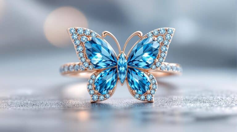 blue topaz butterfly ring