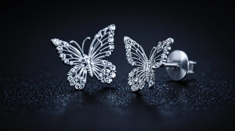 butterfly earrings studs silver