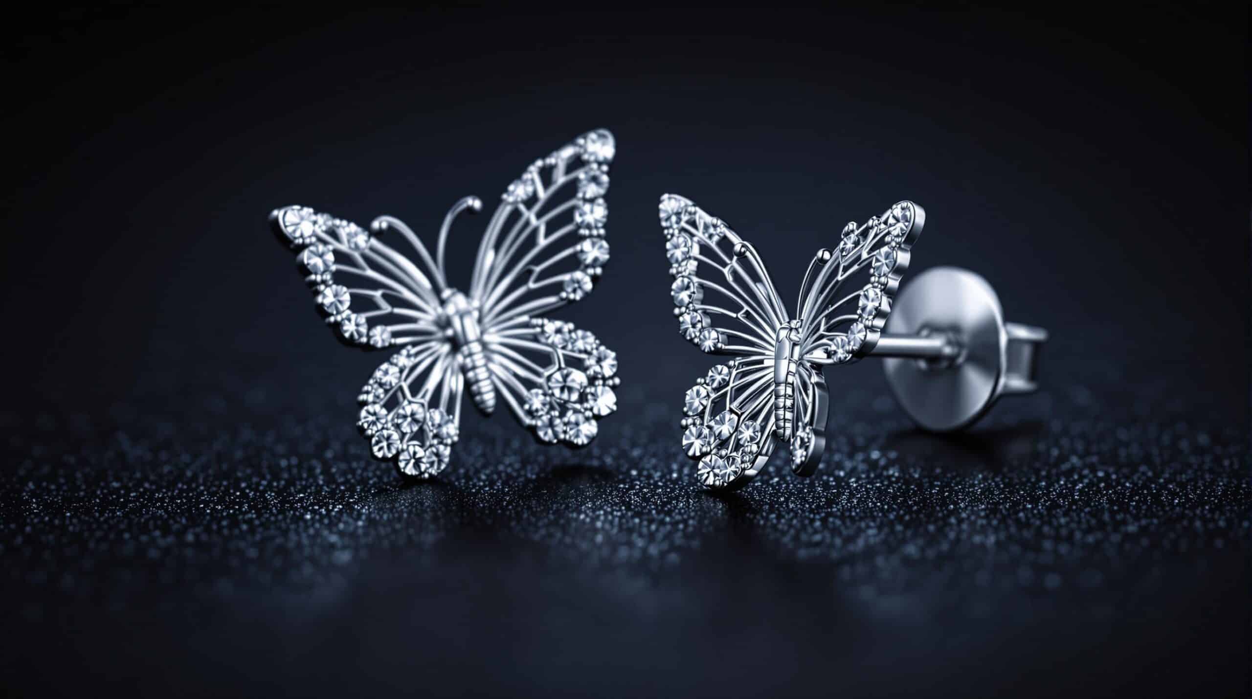 butterfly earrings studs silver