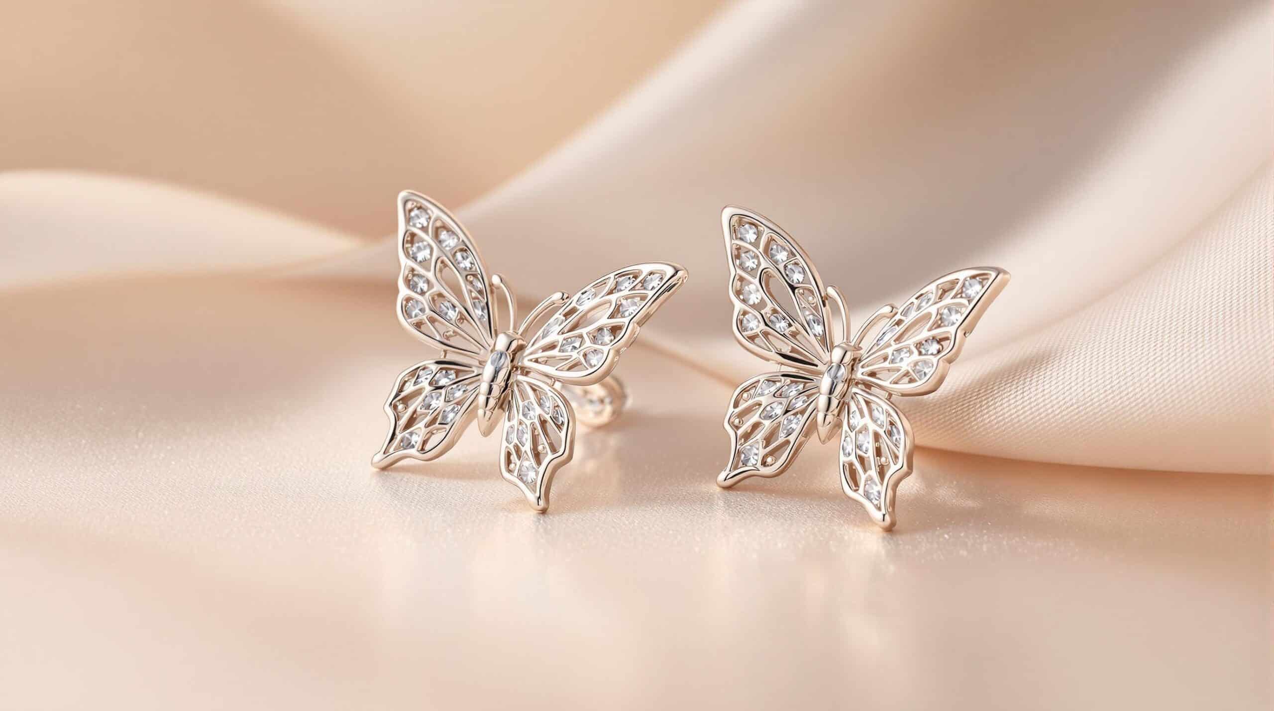 butterfly silver stud earrings