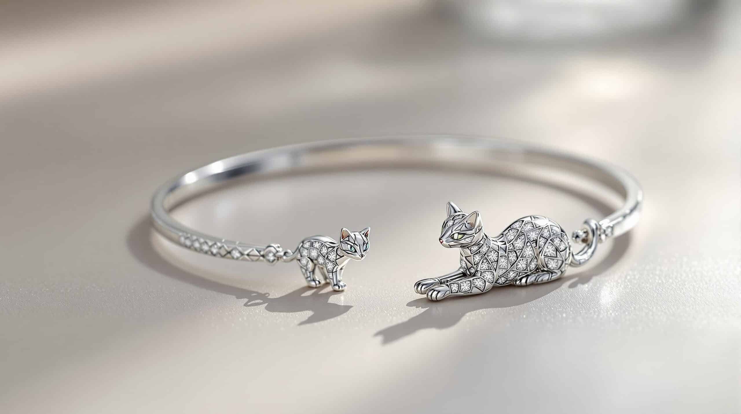 cat bracelet sterling silver