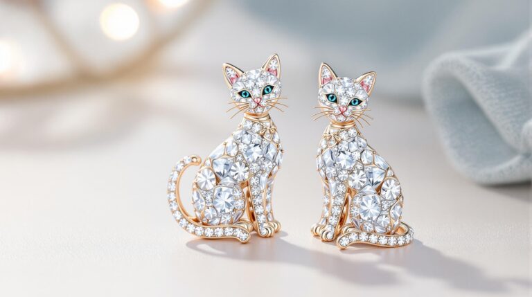 crystal cat earrings