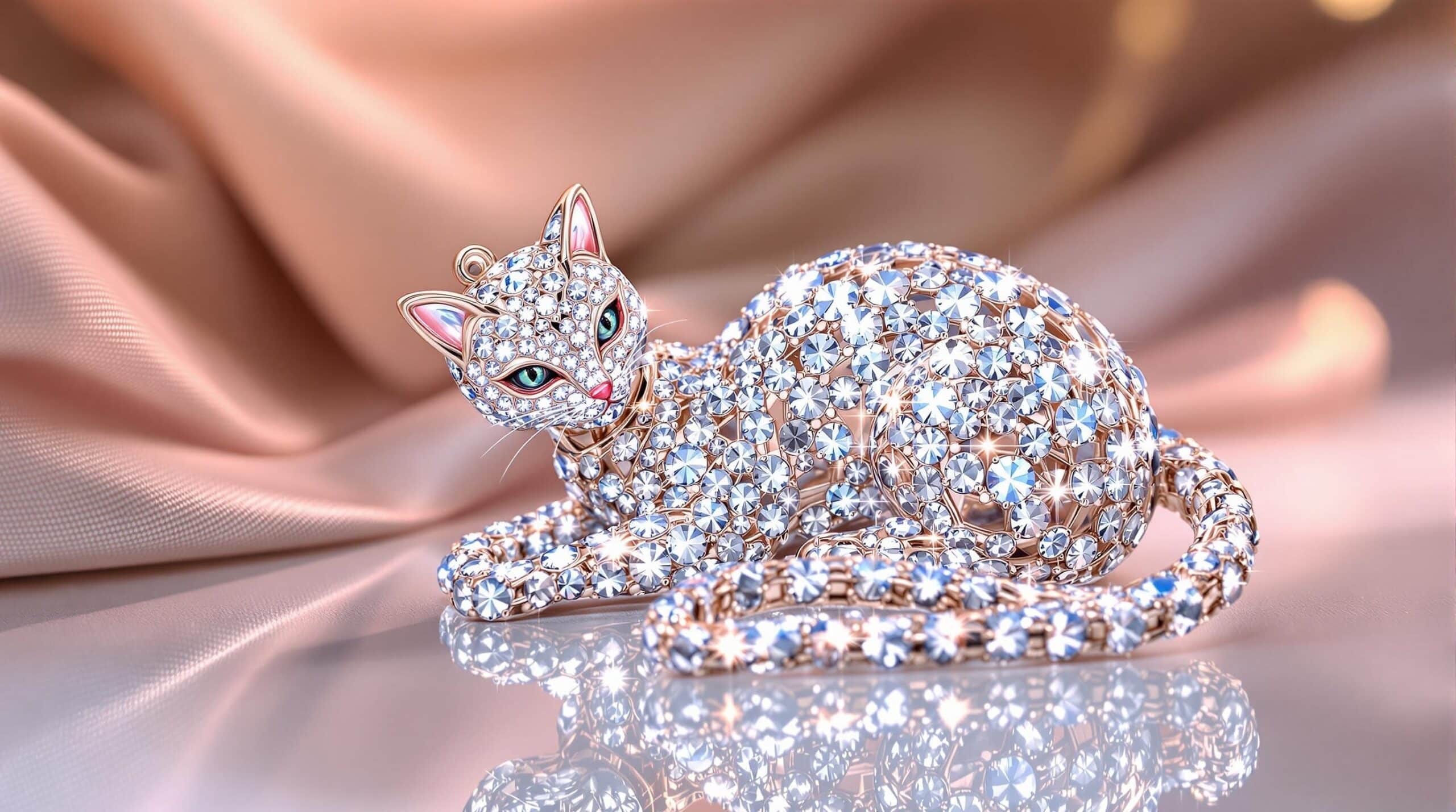 crystal cat pendant