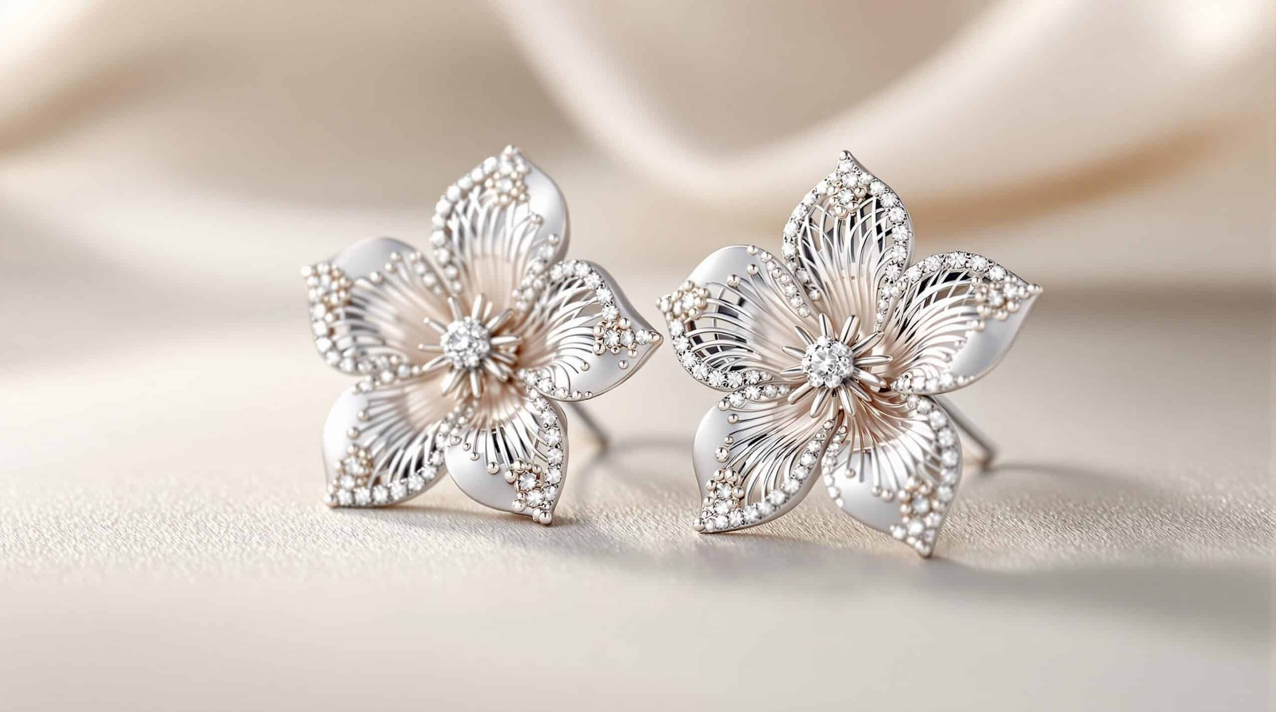 flower earrings silver