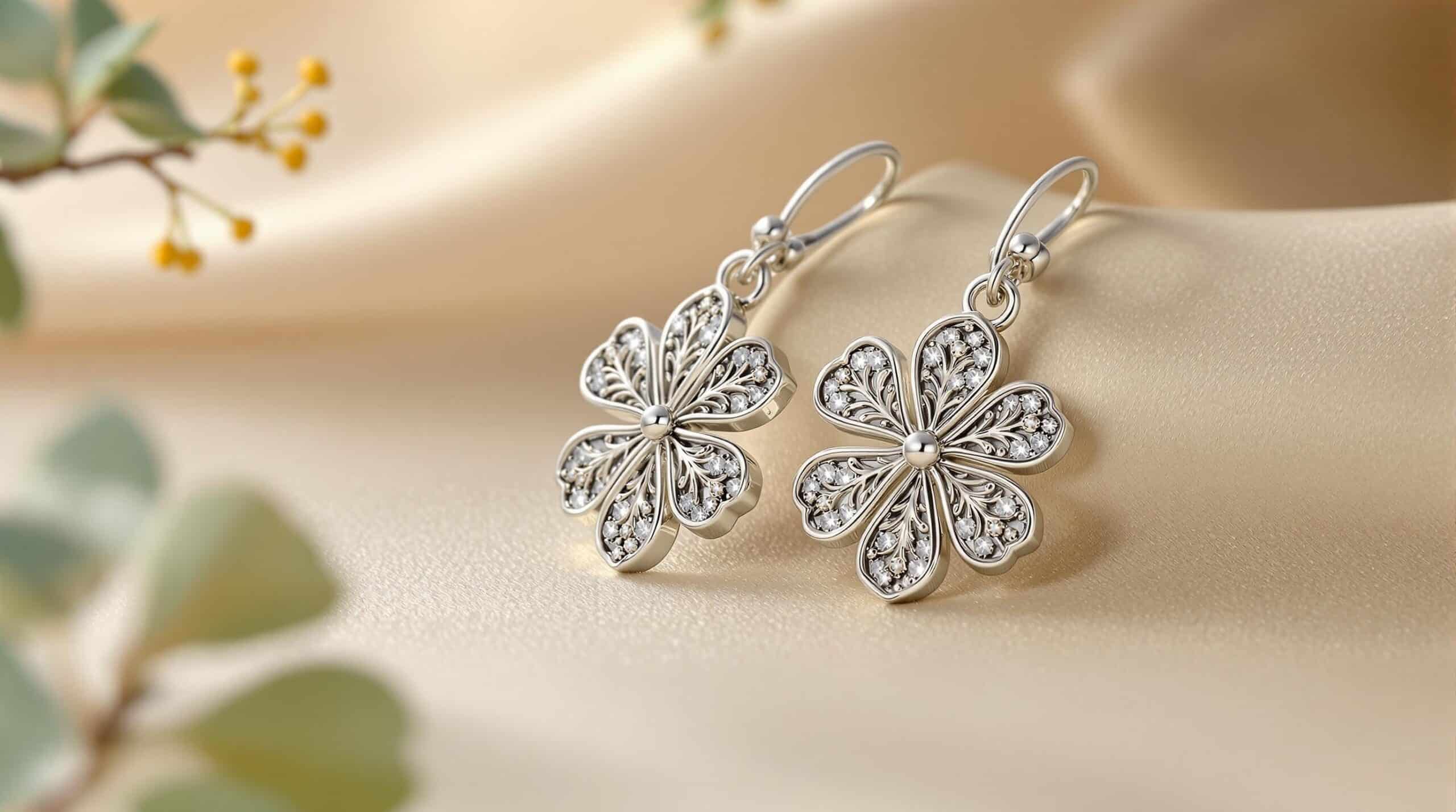 four leaf clover earrings silver