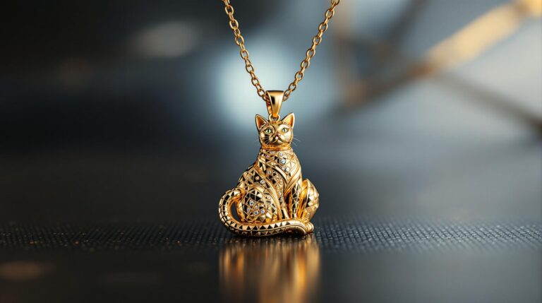 gold cat pendant necklace