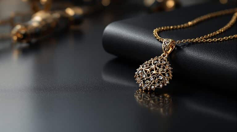gold pendant silver chain