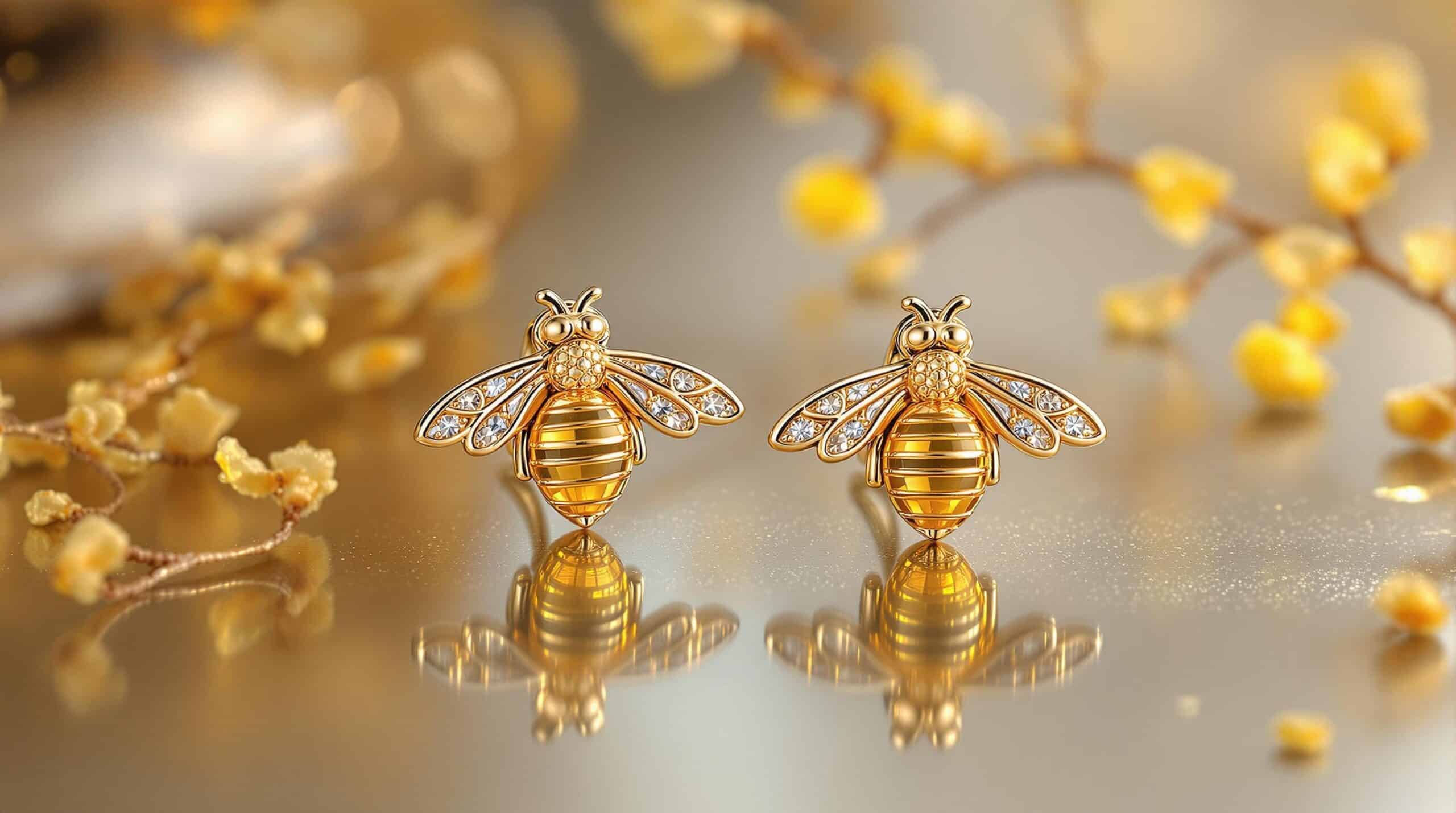 honey bee drop earrings