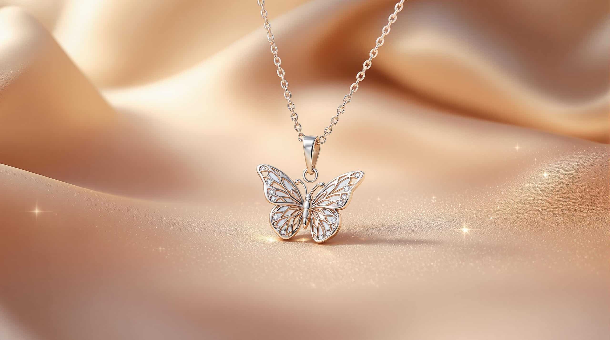 necklace butterfly silver