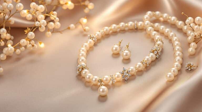 pearl necklace earrings