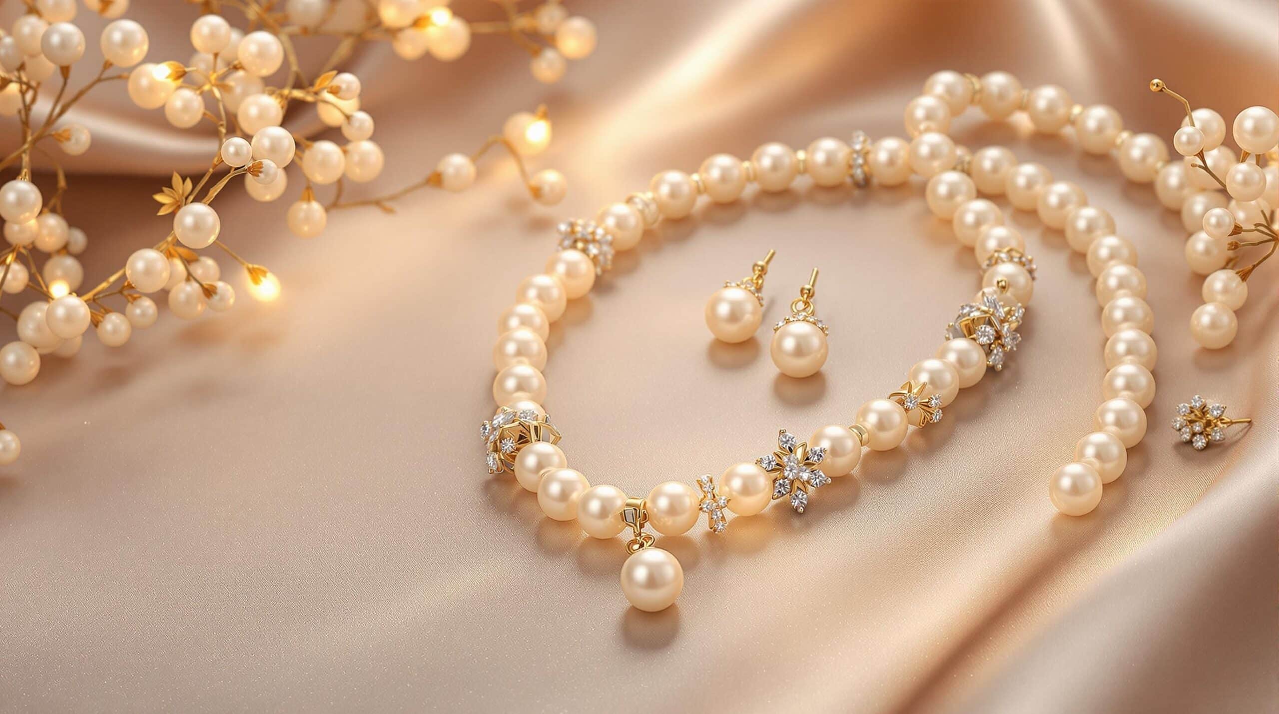 pearl necklace earrings