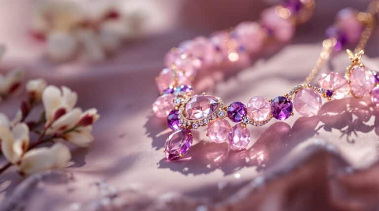 rose quartz and amethyst necklace