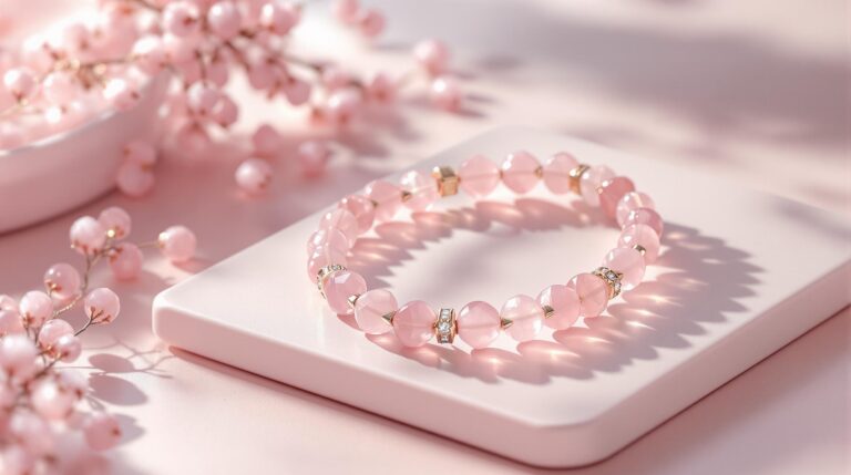 rose quartz necklace and bracelet