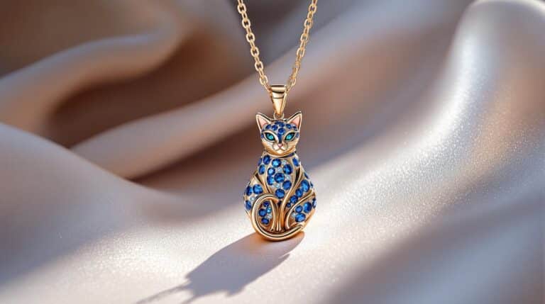sapphire cat necklace