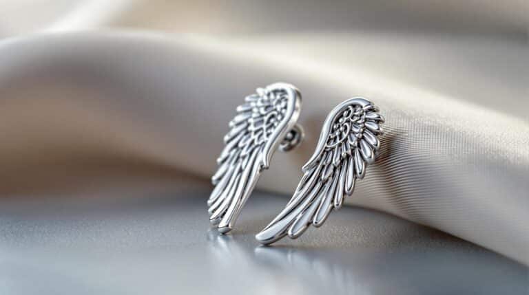 silver angel wing earrings
