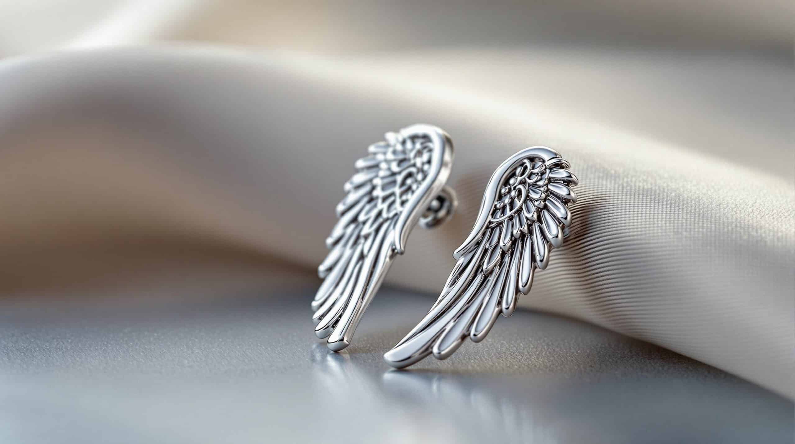 silver angel wing earrings