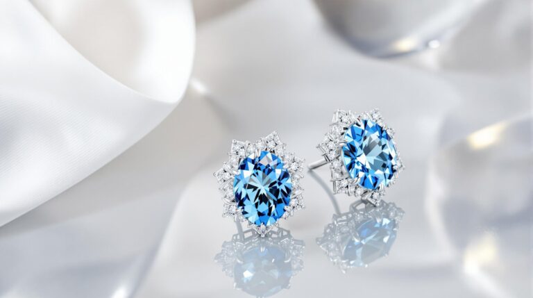 silver blue topaz earrings