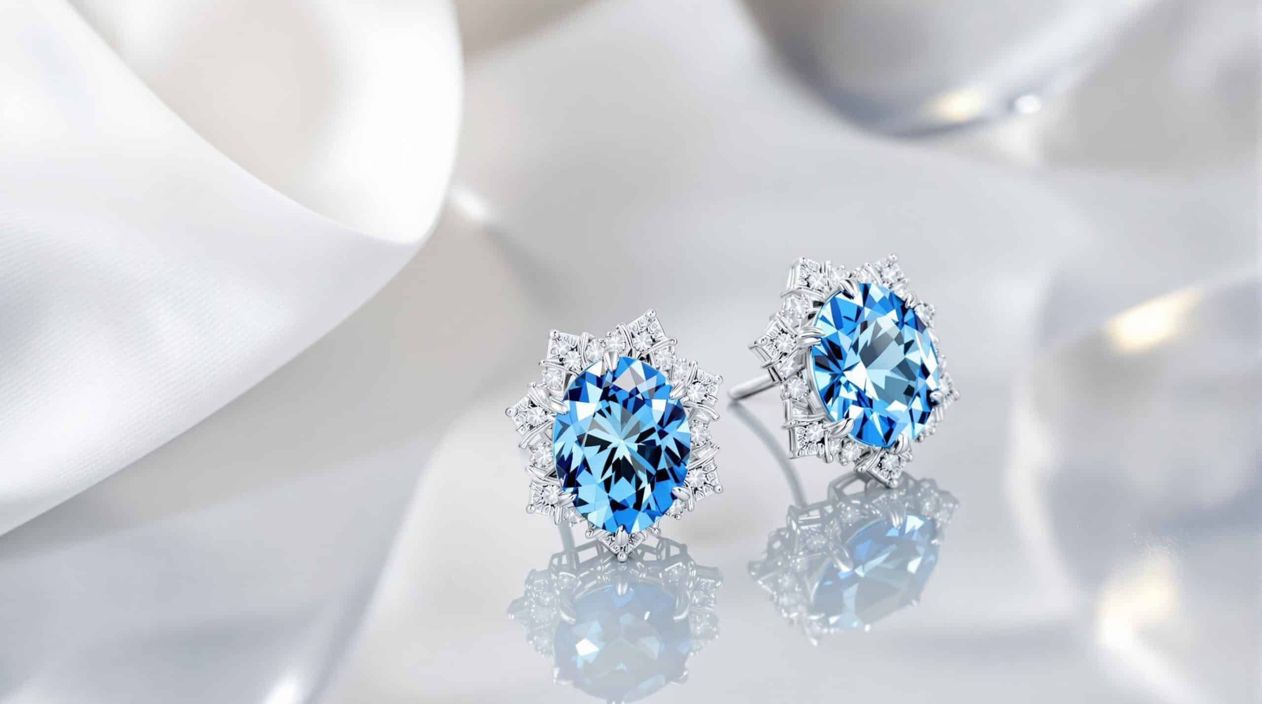silver blue topaz earrings