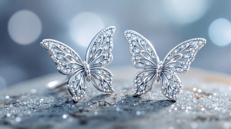 silver butterfly earrings studs