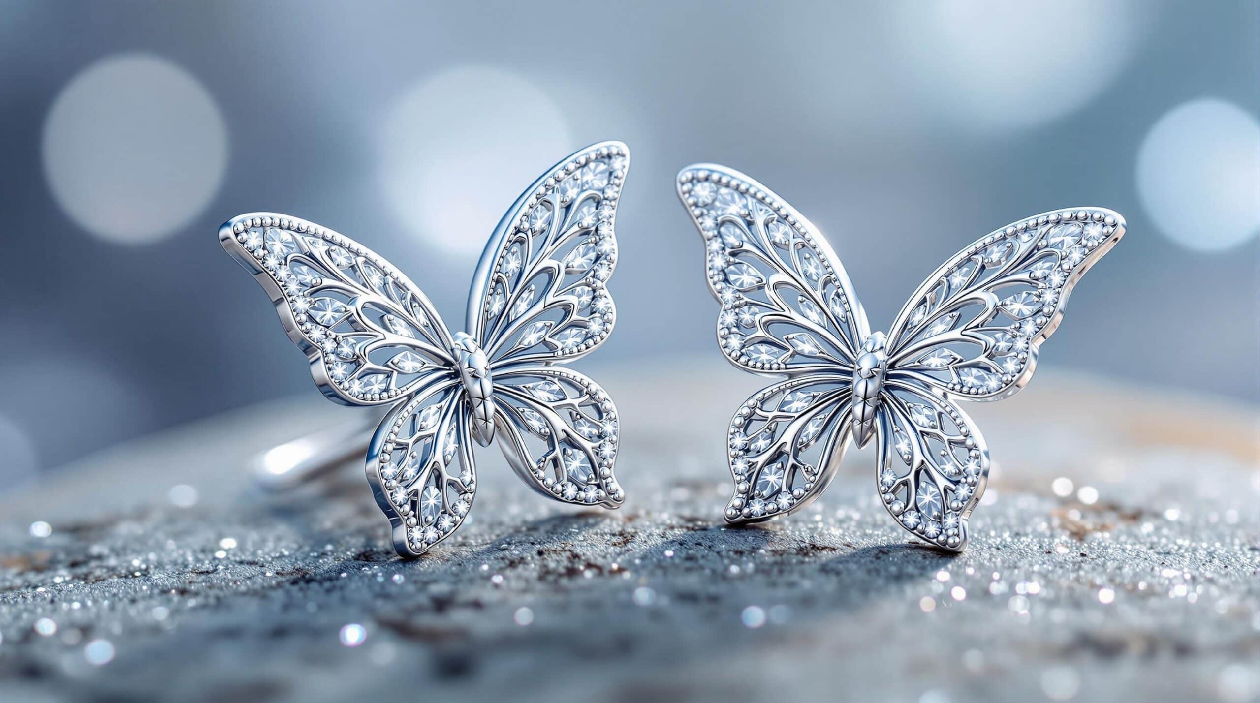 silver butterfly earrings studs