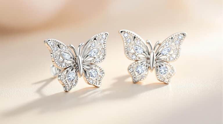 silver butterfly stud earrings
