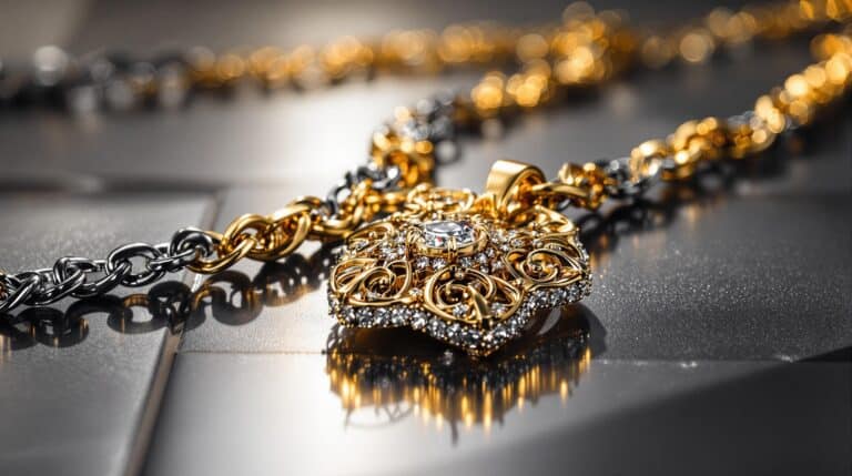 silver chain and gold pendant