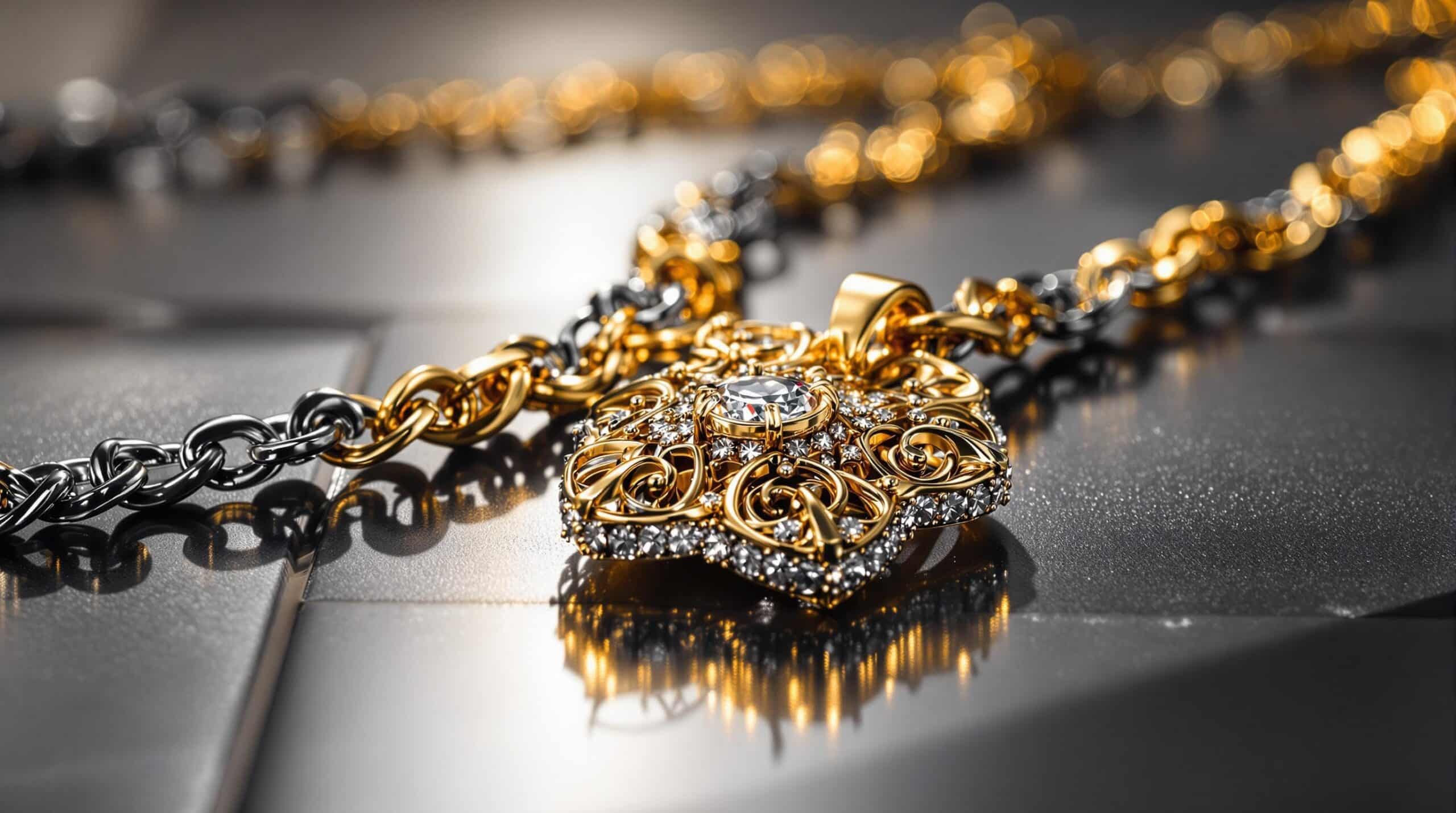 silver chain and gold pendant