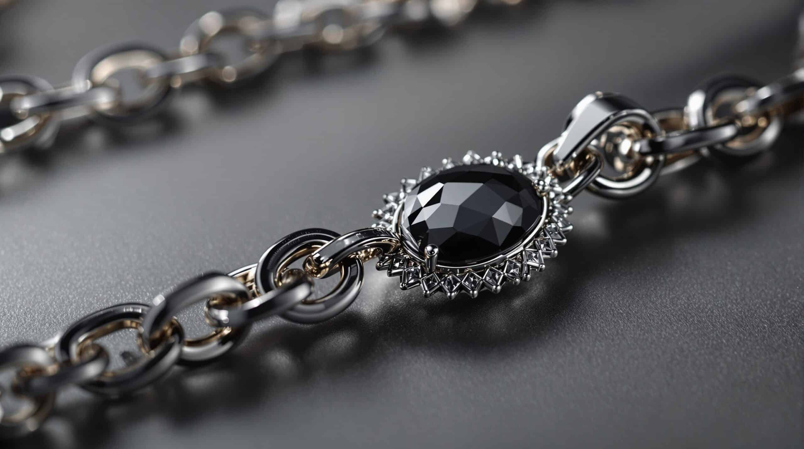 silver chain with black pendant