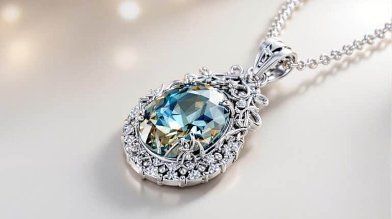 silver chain with stone pendant