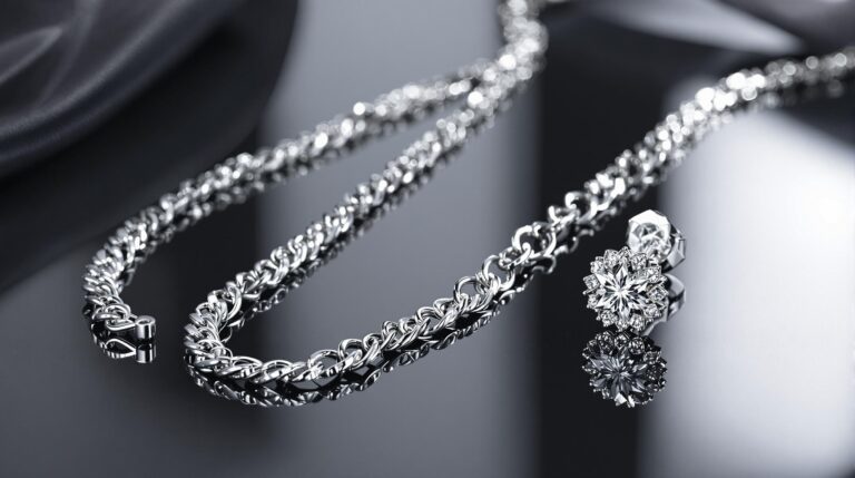 silver chains and earrings