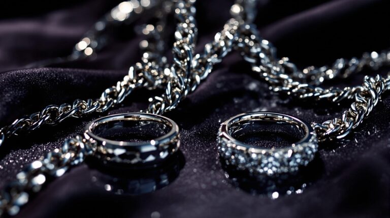 silver chains and rings