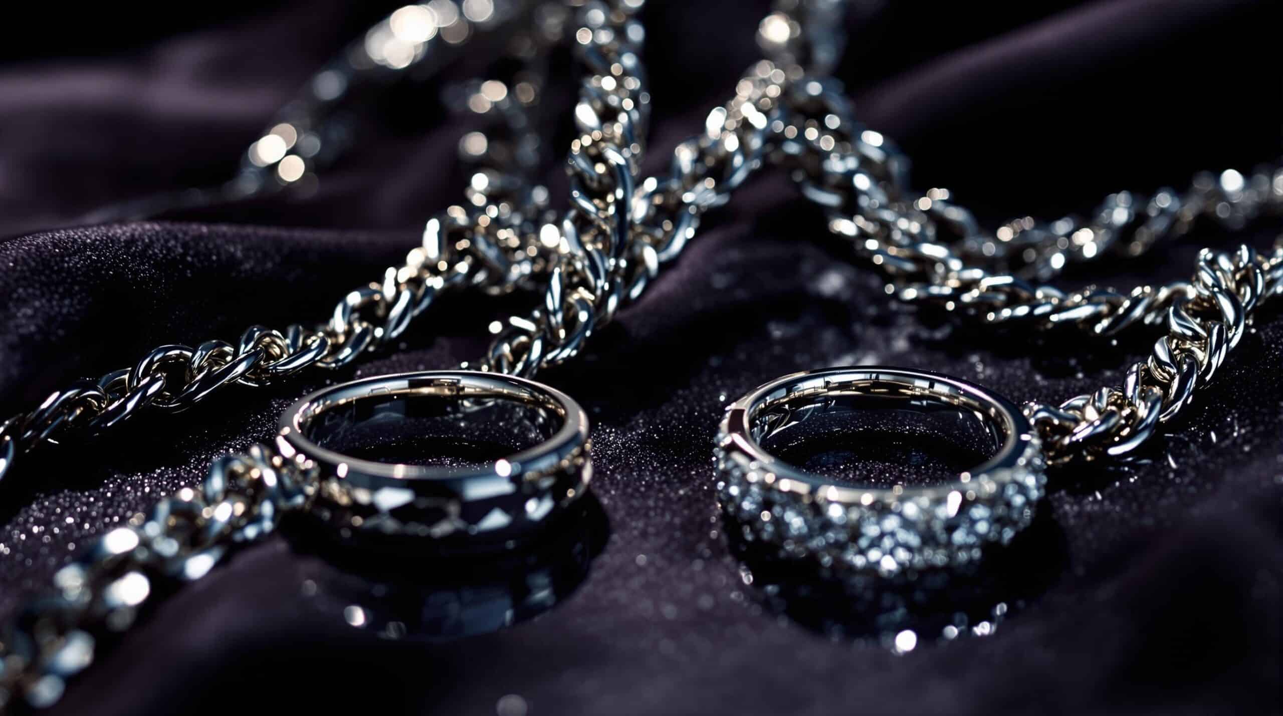 silver chains and rings