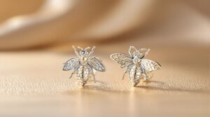 silver honey bee earrings