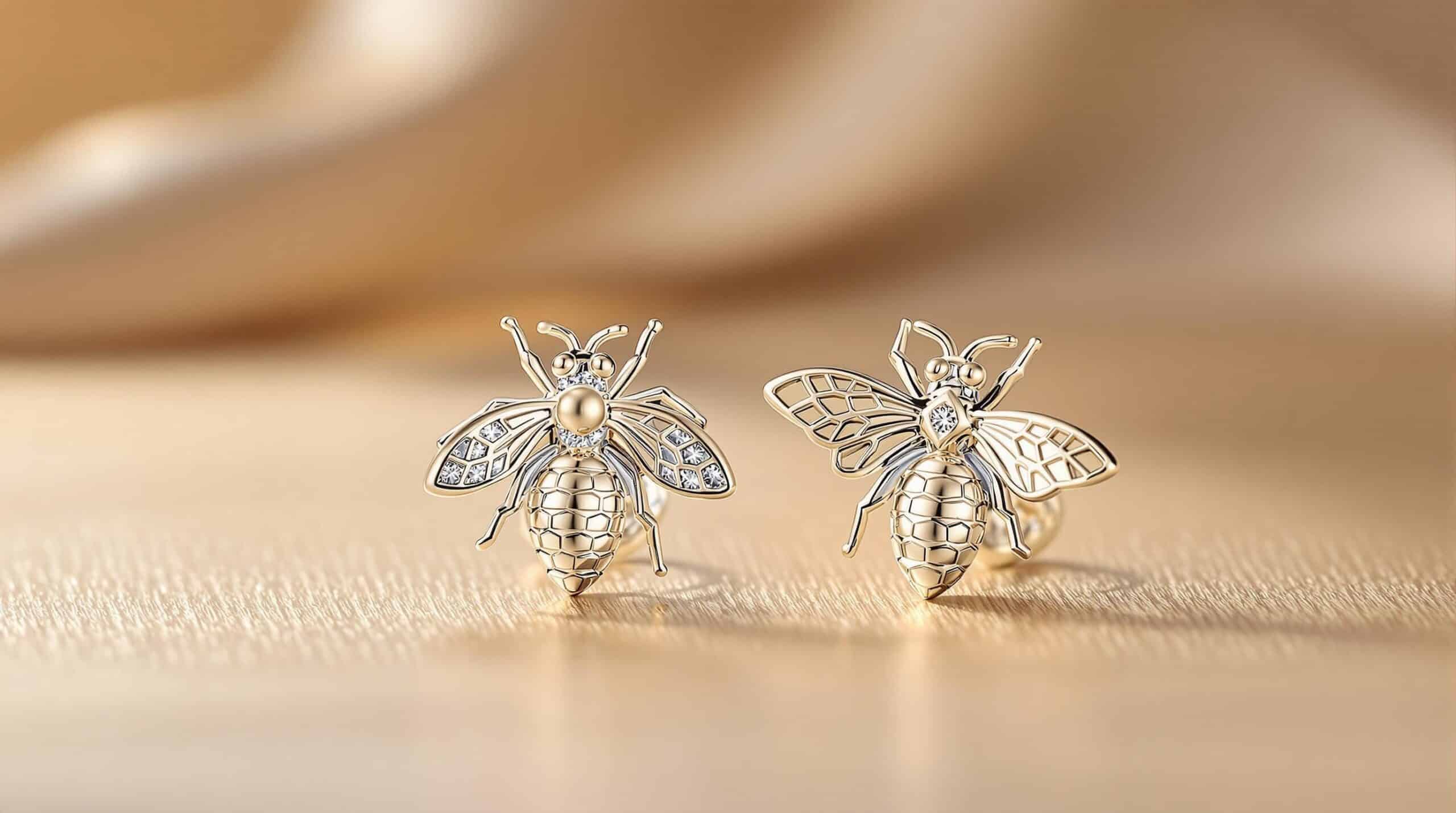 silver honey bee earrings